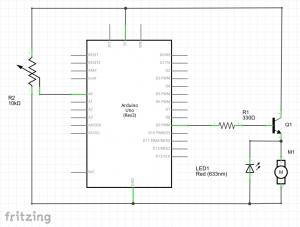 conexión motor transistor potenciómetro
