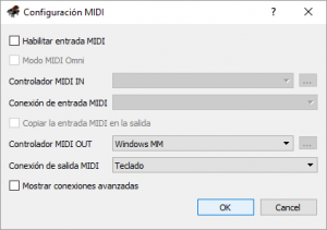 seleccionar salida puerto midi virtual