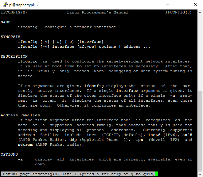 manual ifconfig