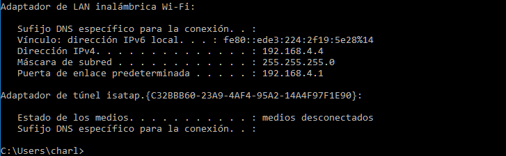 parametros de la conexion wifi