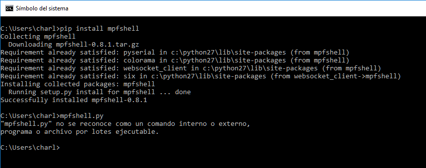 Invocando mpfshell