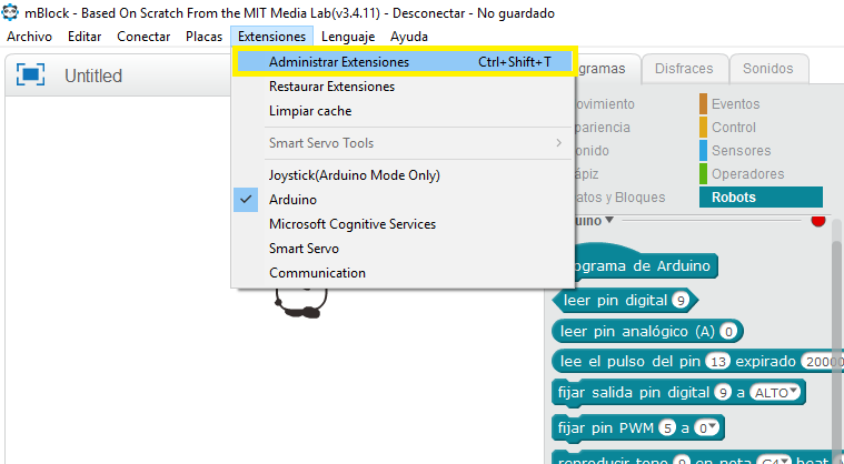 Añadir los bloques del shield