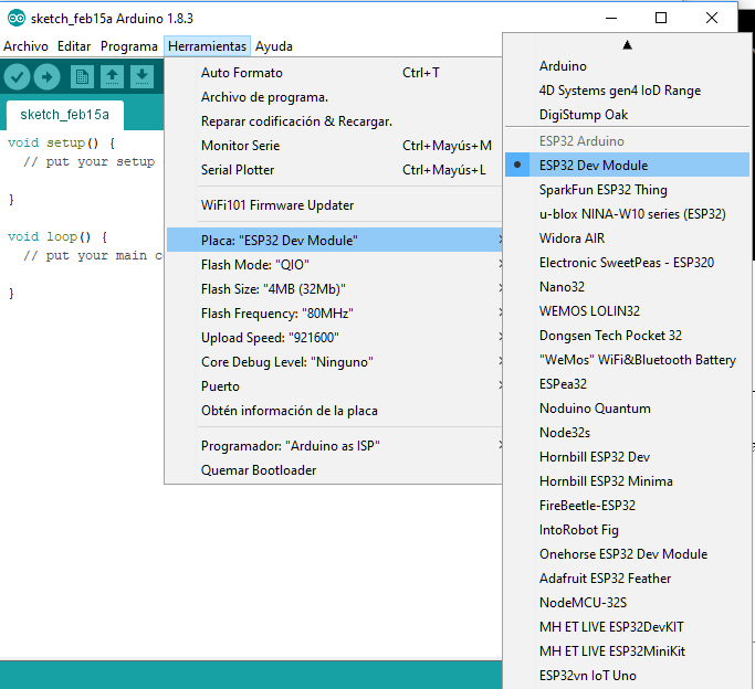 Seleccion de modulos esp32