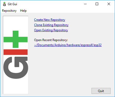 Panel frontal de GIT for windows