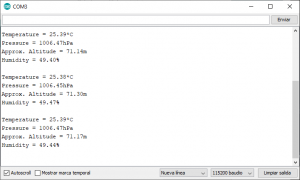 Salida de lecturas BME280
