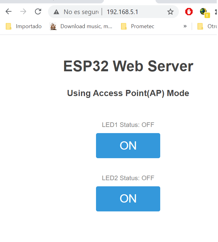 Botones en la pagina web con ESP32