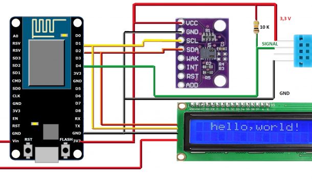 Sensor CCS811 con display LCD y DHT11 diagrama de conexion
