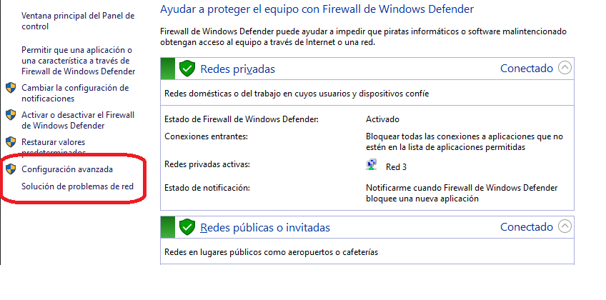 Accediendo al firewall interno