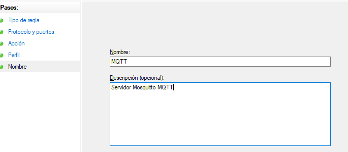 Panel de windows firewall