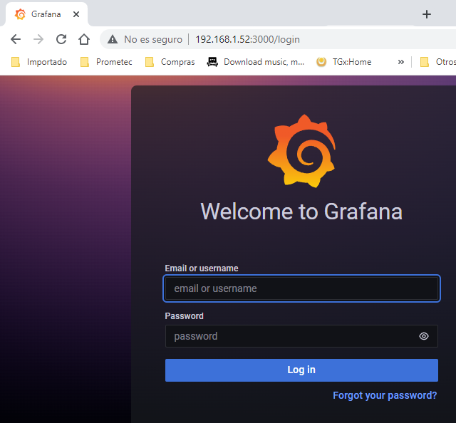 Primer acceso a grafana