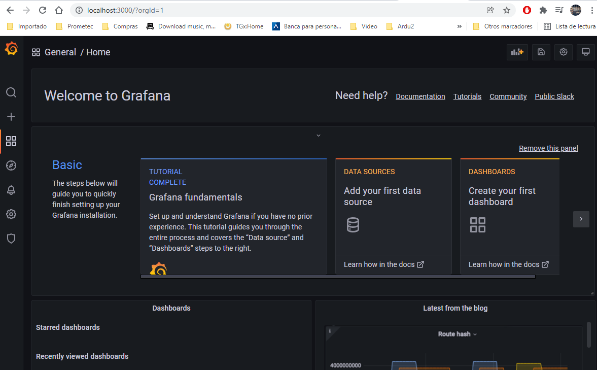 Grafana en navegador web